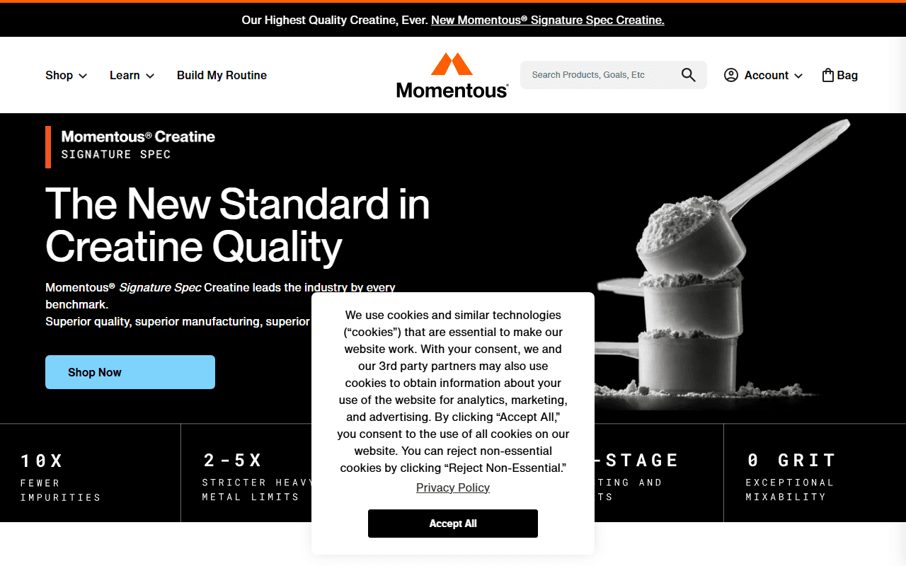 Momentus sponsor landing page advertised on No Filter With Zack Peter