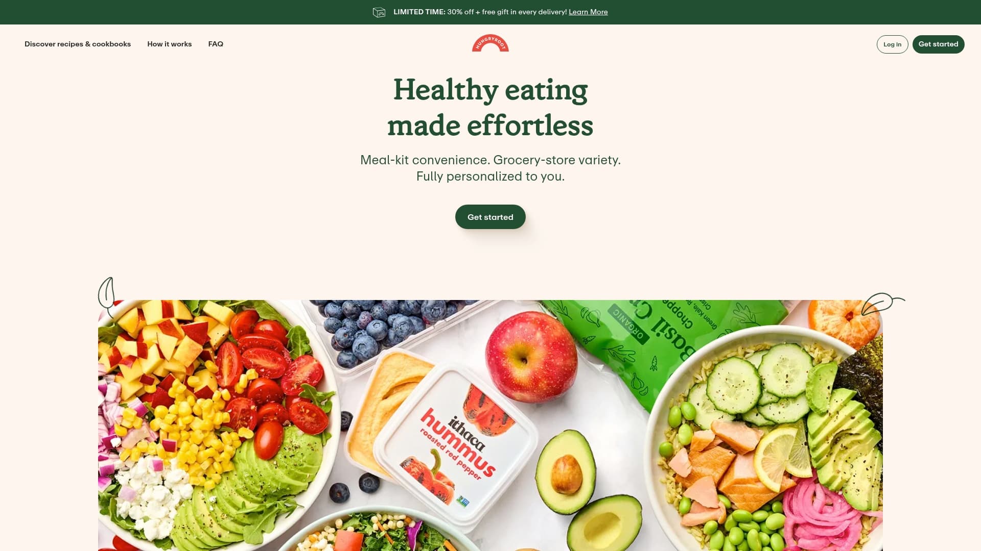 Hungryroot sponsor landing page advertised on Calm Parenting Podcast