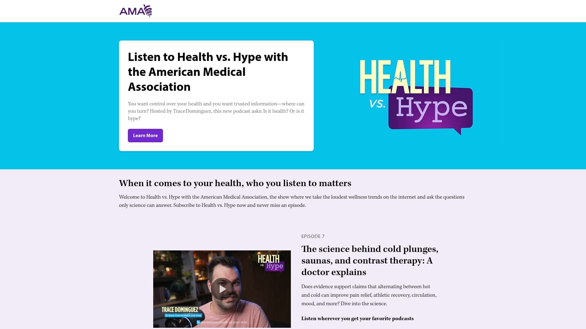 American Medical Association sponsor landing page advertised on Crime Stories with Nancy Grace