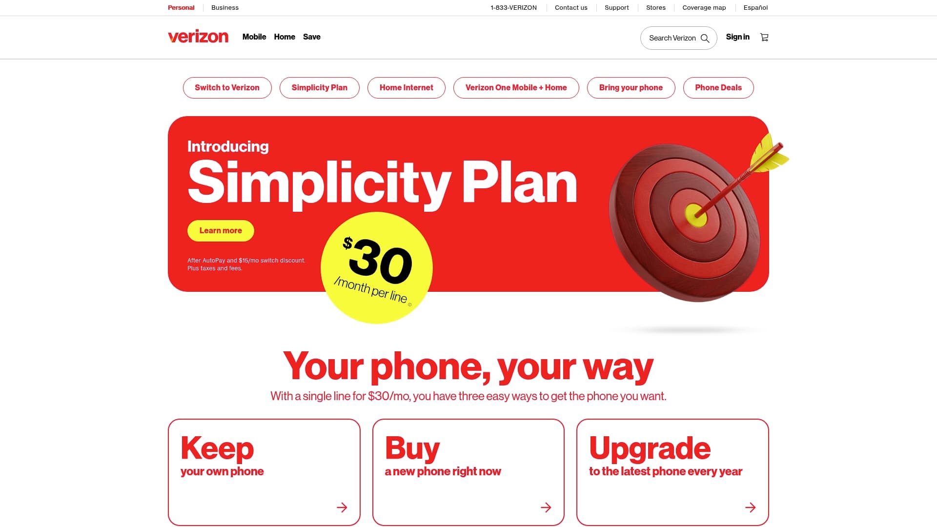 Verizon sponsor landing page advertised on What Now? with Trevor Noah
