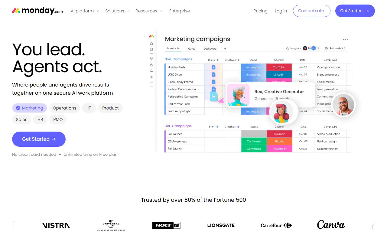 monday.com sponsor landing page advertised on Dateline NBC