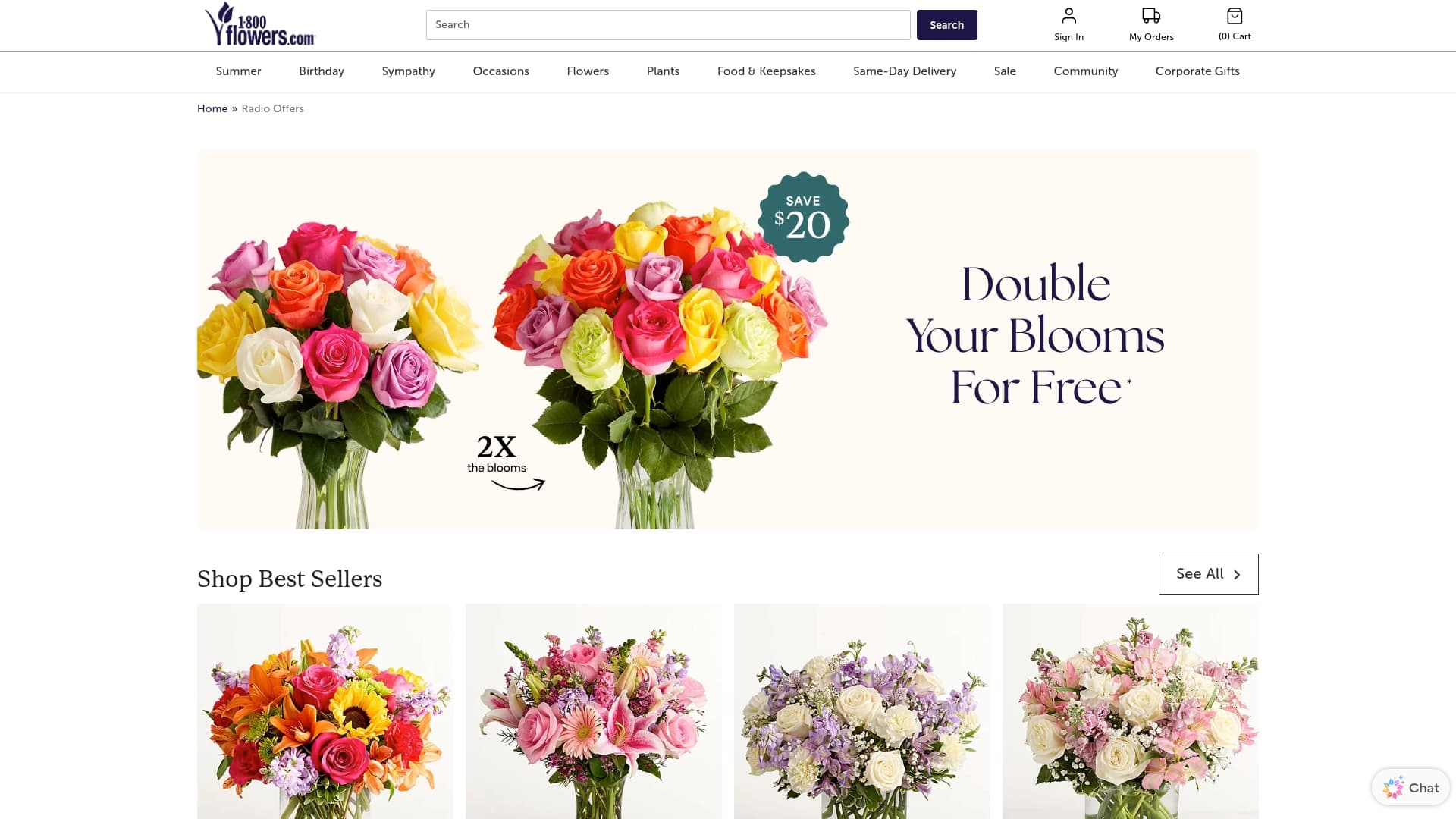 1-800-Flowers sponsor landing page advertised on Mind Pump: Raw Fitness Truth