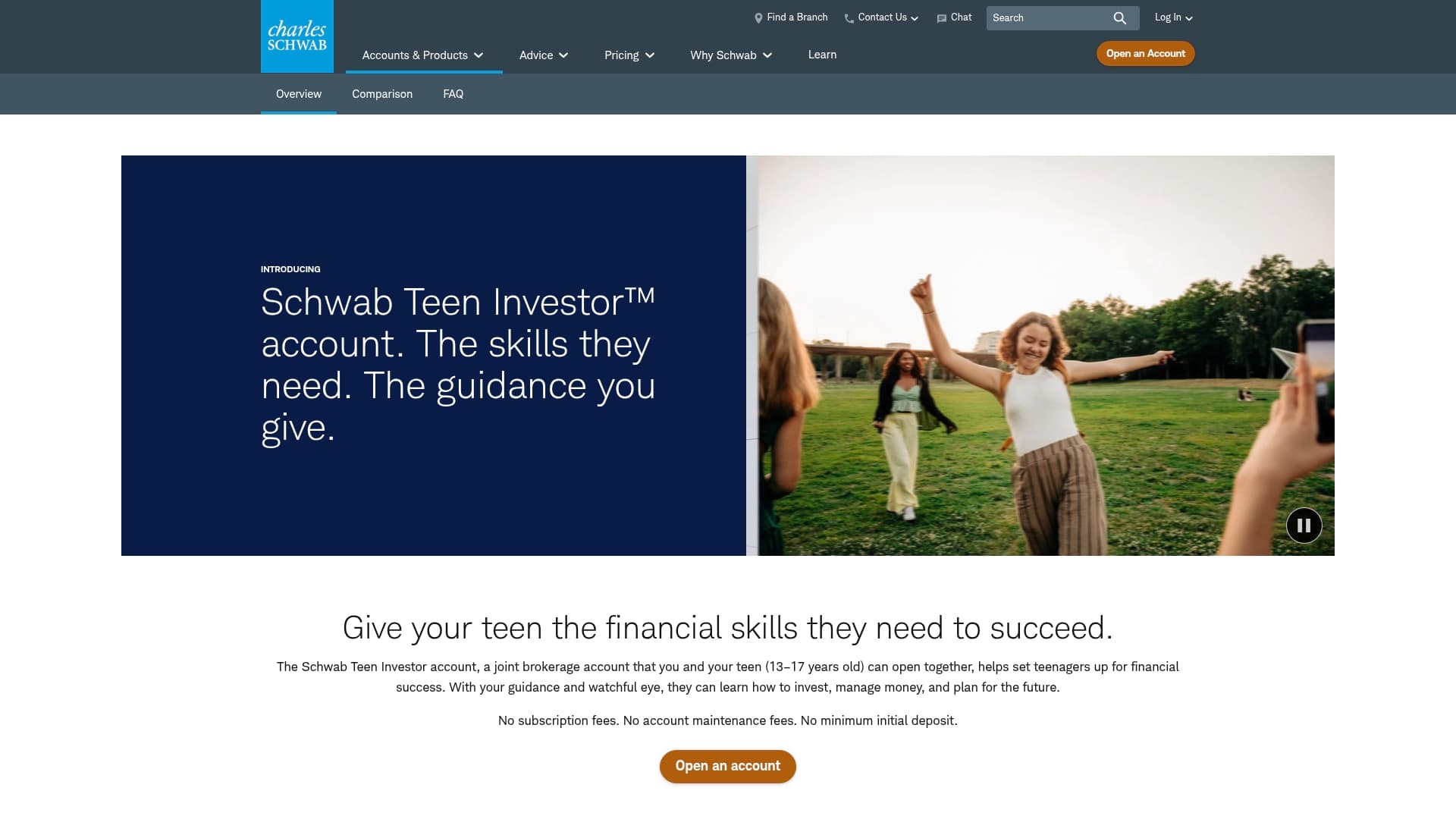 Schwab sponsor landing page advertised on How to Be a Better Human