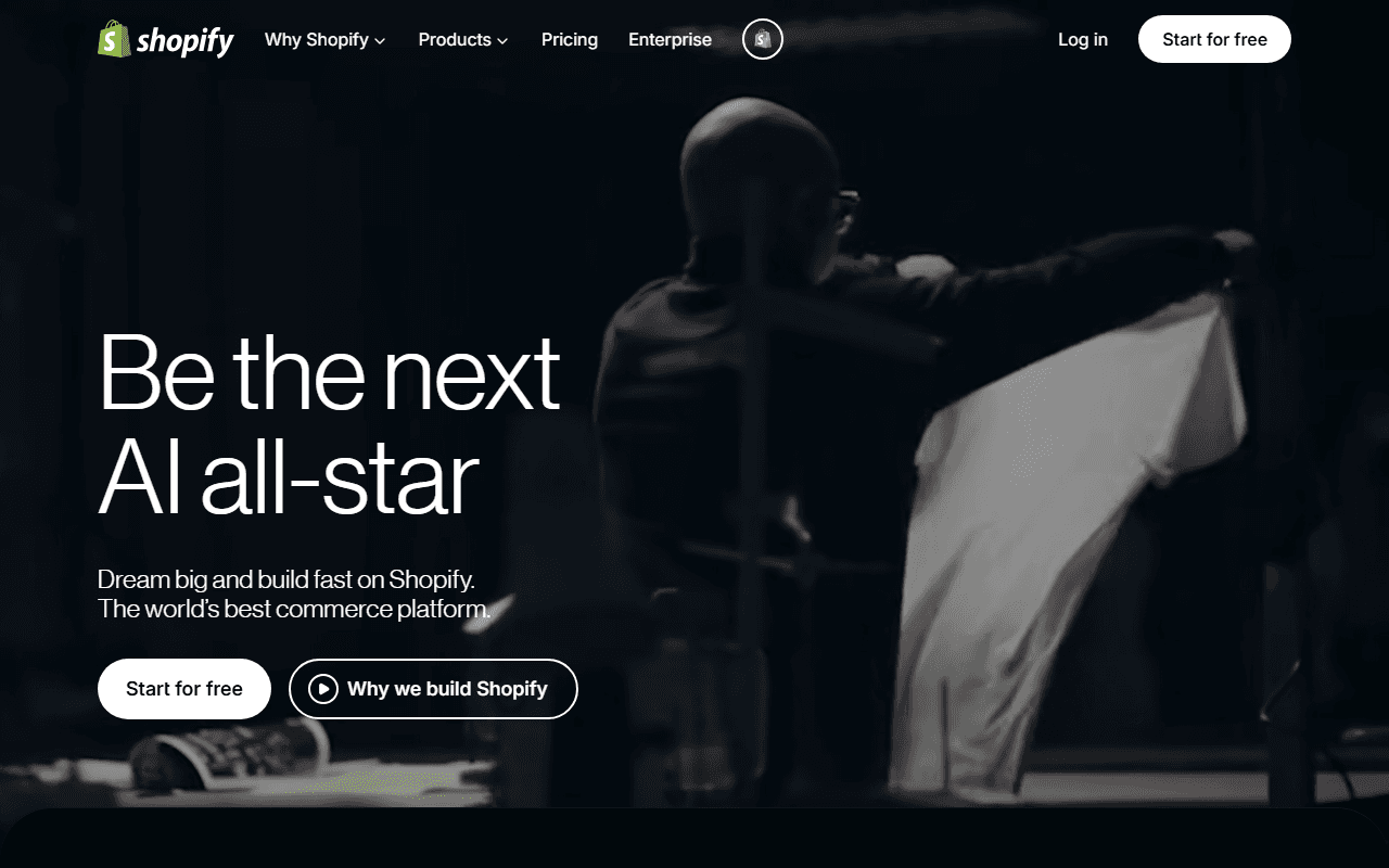Shopify sponsor landing page advertised on BravBros