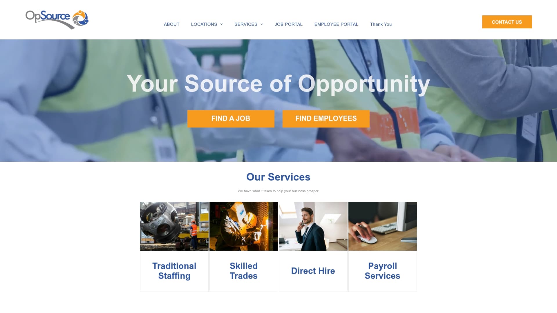 Opsource Staffing sponsor landing page advertised on Gun Talk
