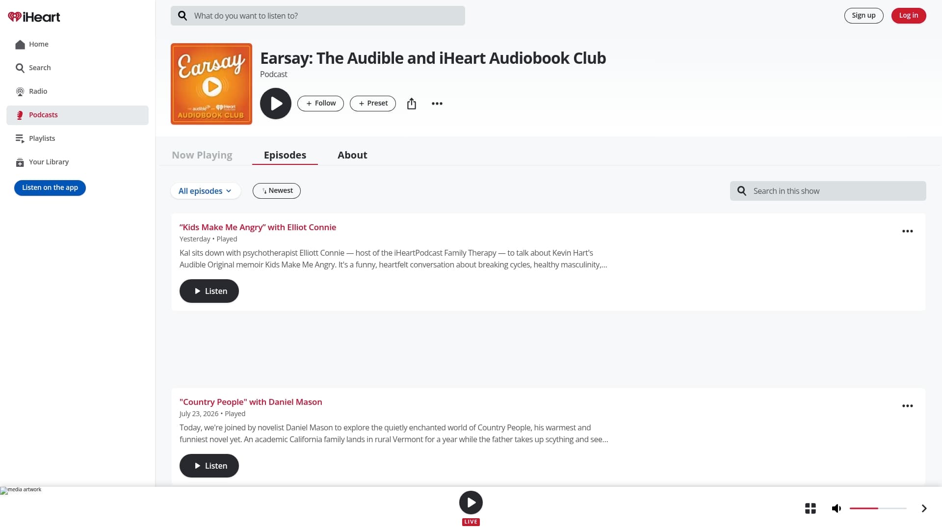 Earsay sponsor landing page advertised on Stuff You Should Know