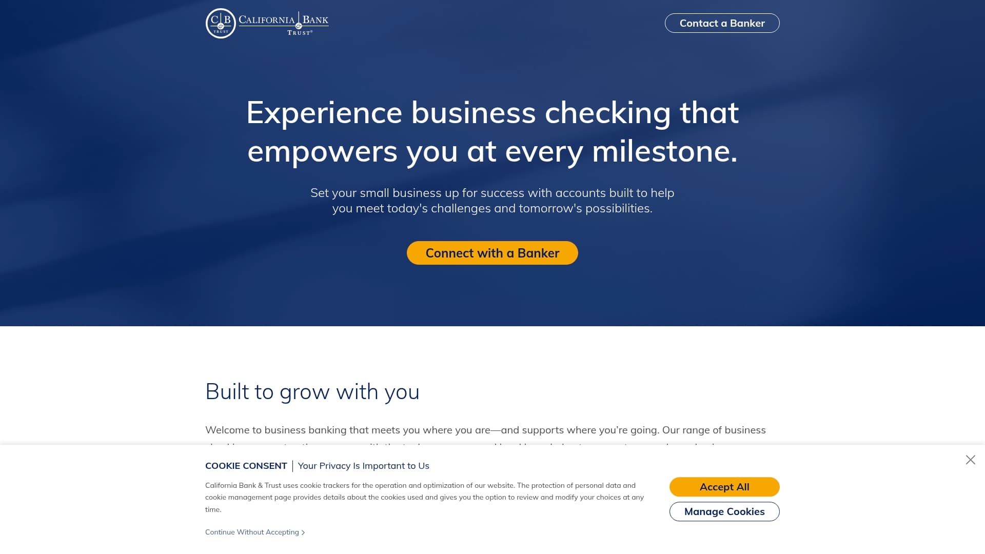 California Bank and Trust sponsor landing page advertised on History That Doesn't Suck