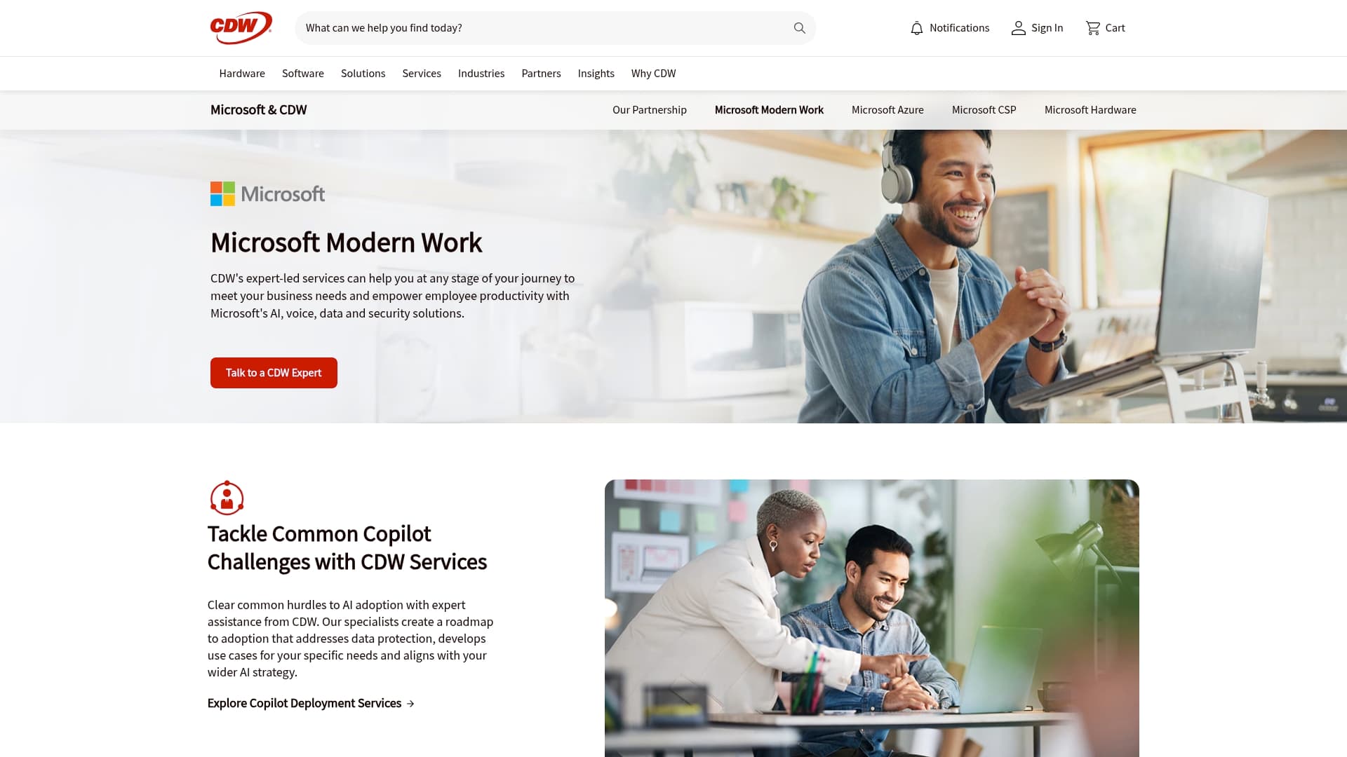 CDW sponsor landing page advertised on The School of Greatness