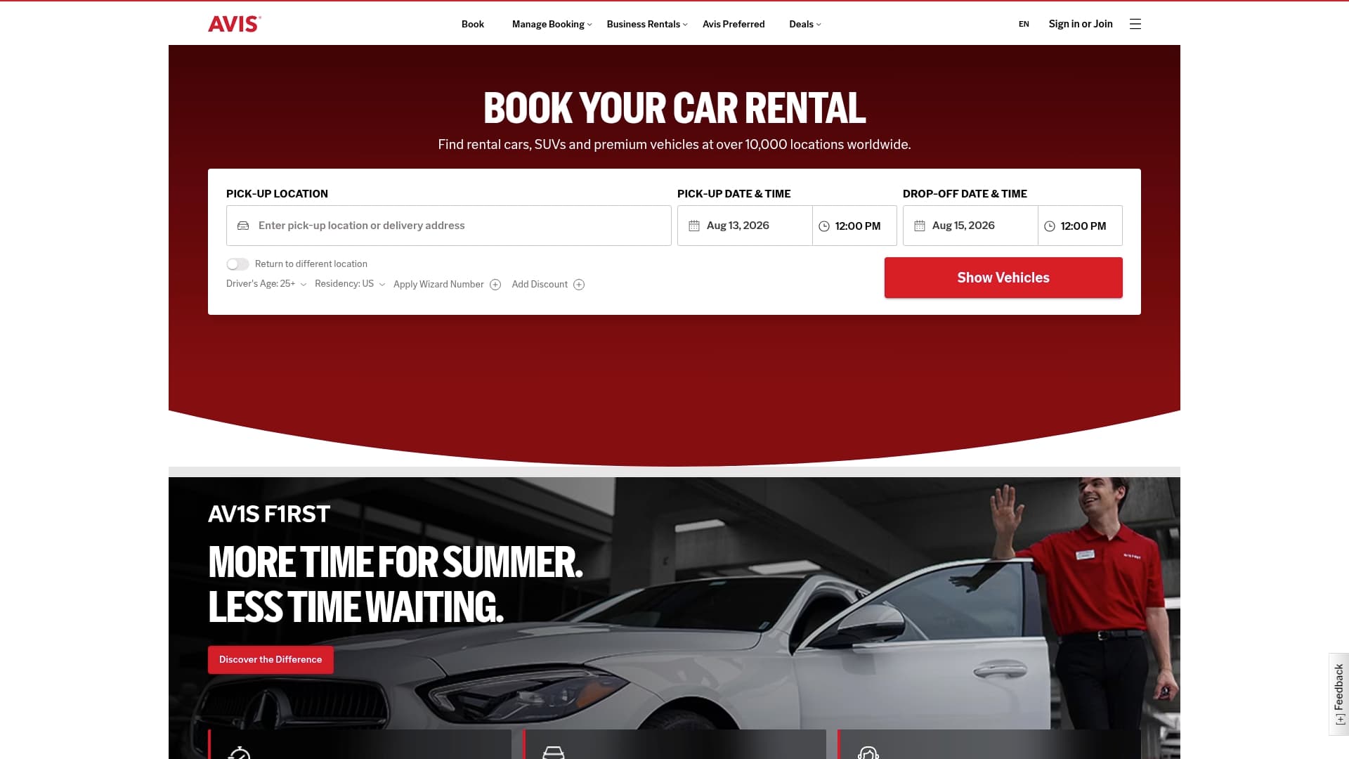 Avis Truck Rentals sponsor landing page advertised on SEN Breakfast