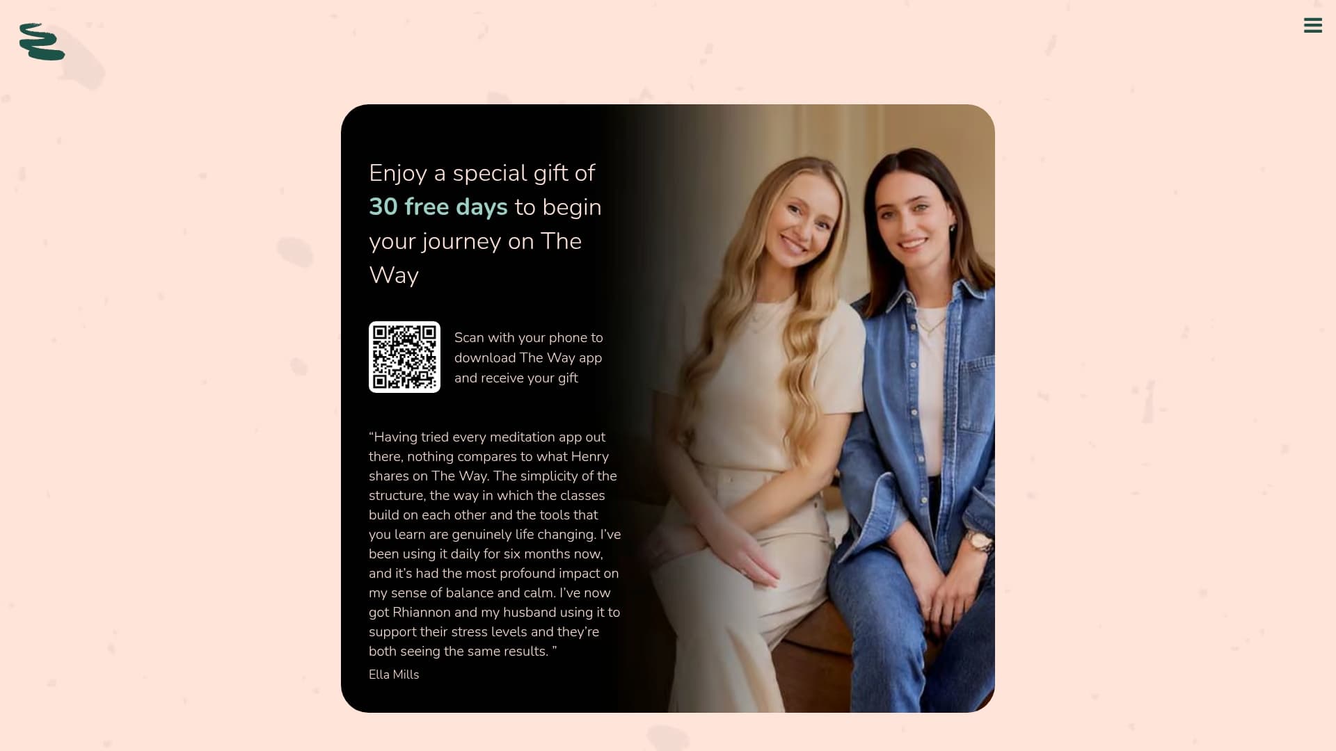 The Way sponsor landing page advertised on Wellness with Ella