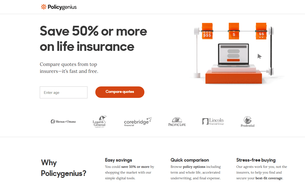 Policy Genius sponsor landing page advertised on The Ben Shapiro Show