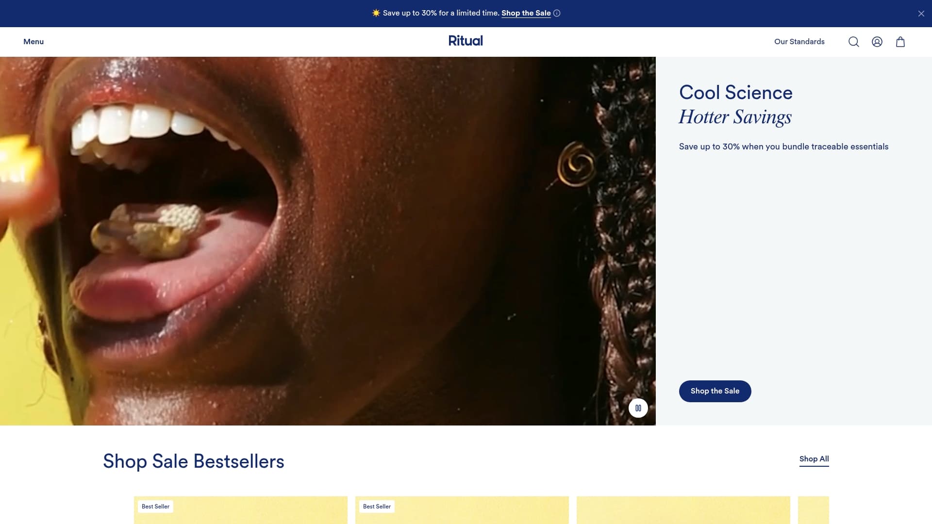 Ritual sponsor landing page advertised on Giggly Squad