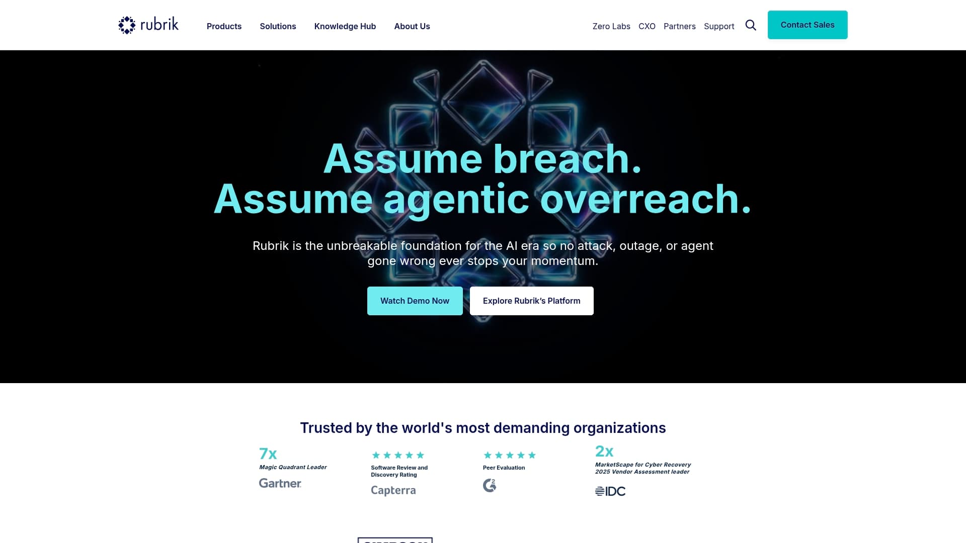 Rubrik sponsor landing page advertised on Morning Brew Daily