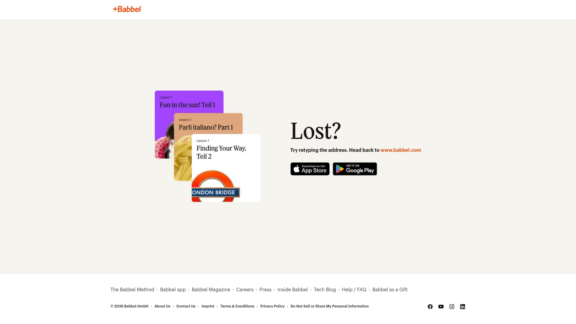 Babbel sponsor landing page advertised on Sean Carroll's Mindscape: Science, Society, Philosophy, Culture, Arts, and Ideas