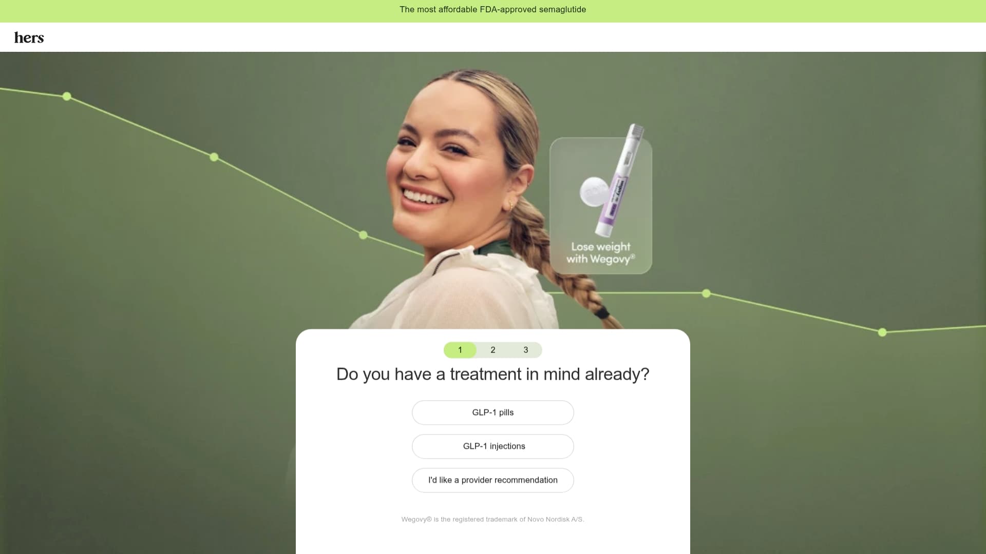 Hers sponsor landing page advertised on Motivation Daily by Motiversity