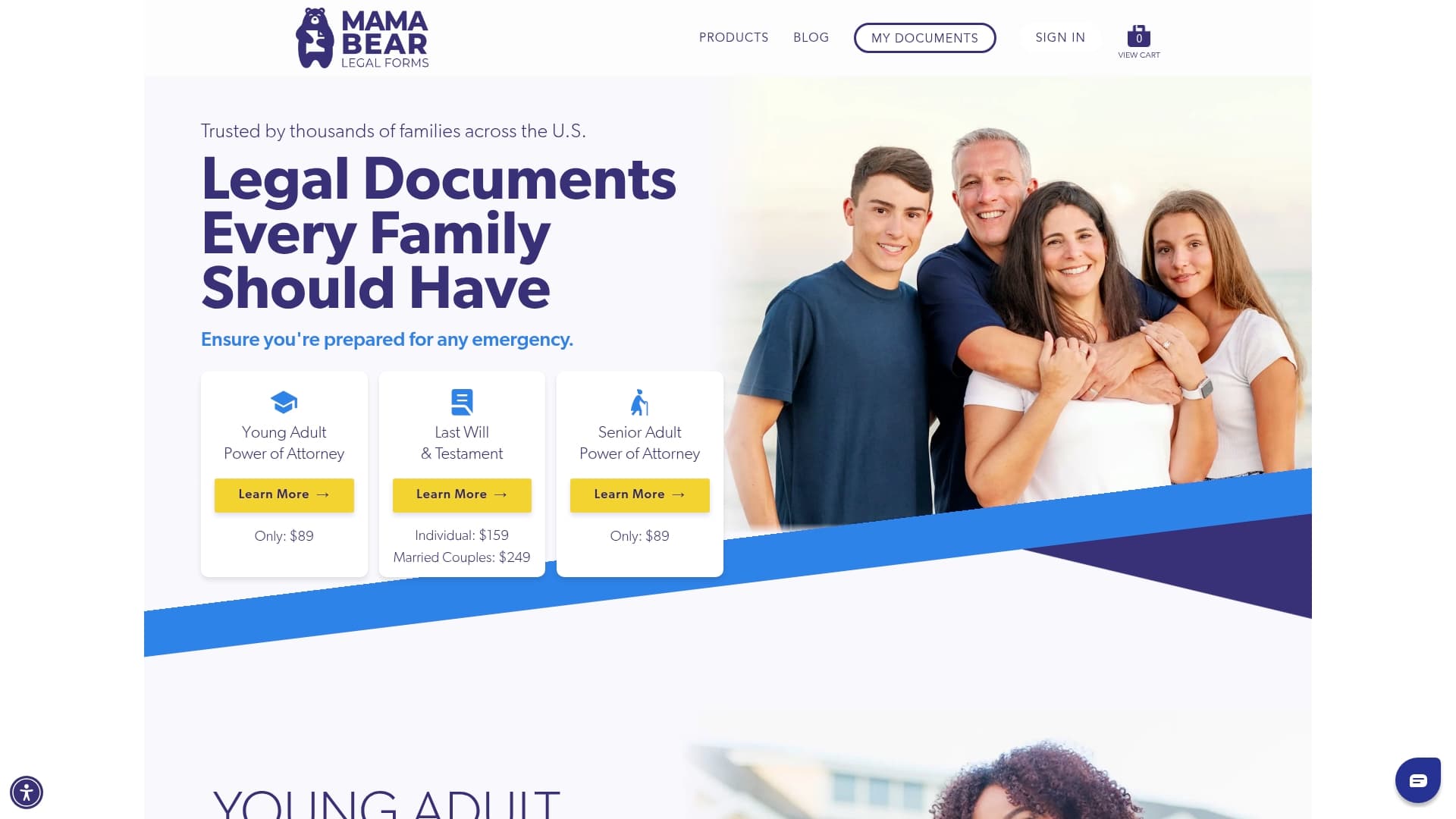Mama Bear Legal sponsor landing page advertised on The Ramsey Show