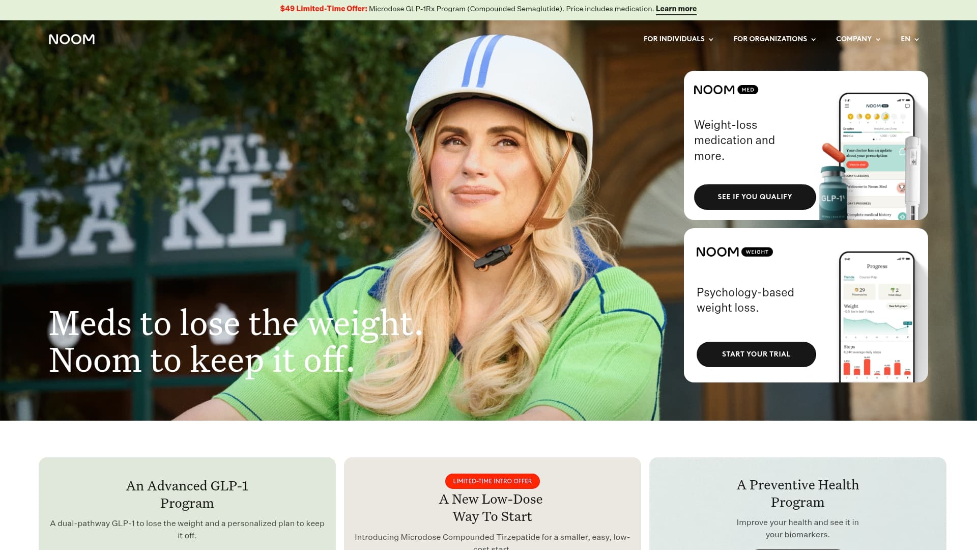 Noom sponsor landing page advertised on The Weekly Planet