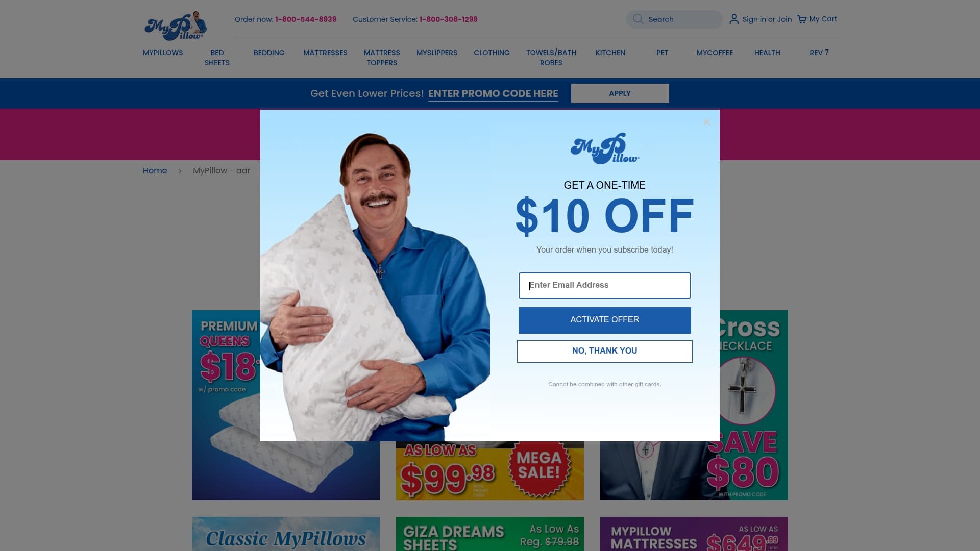 MyPillow sponsor landing page advertised on Show Archives – Armed American Radio |