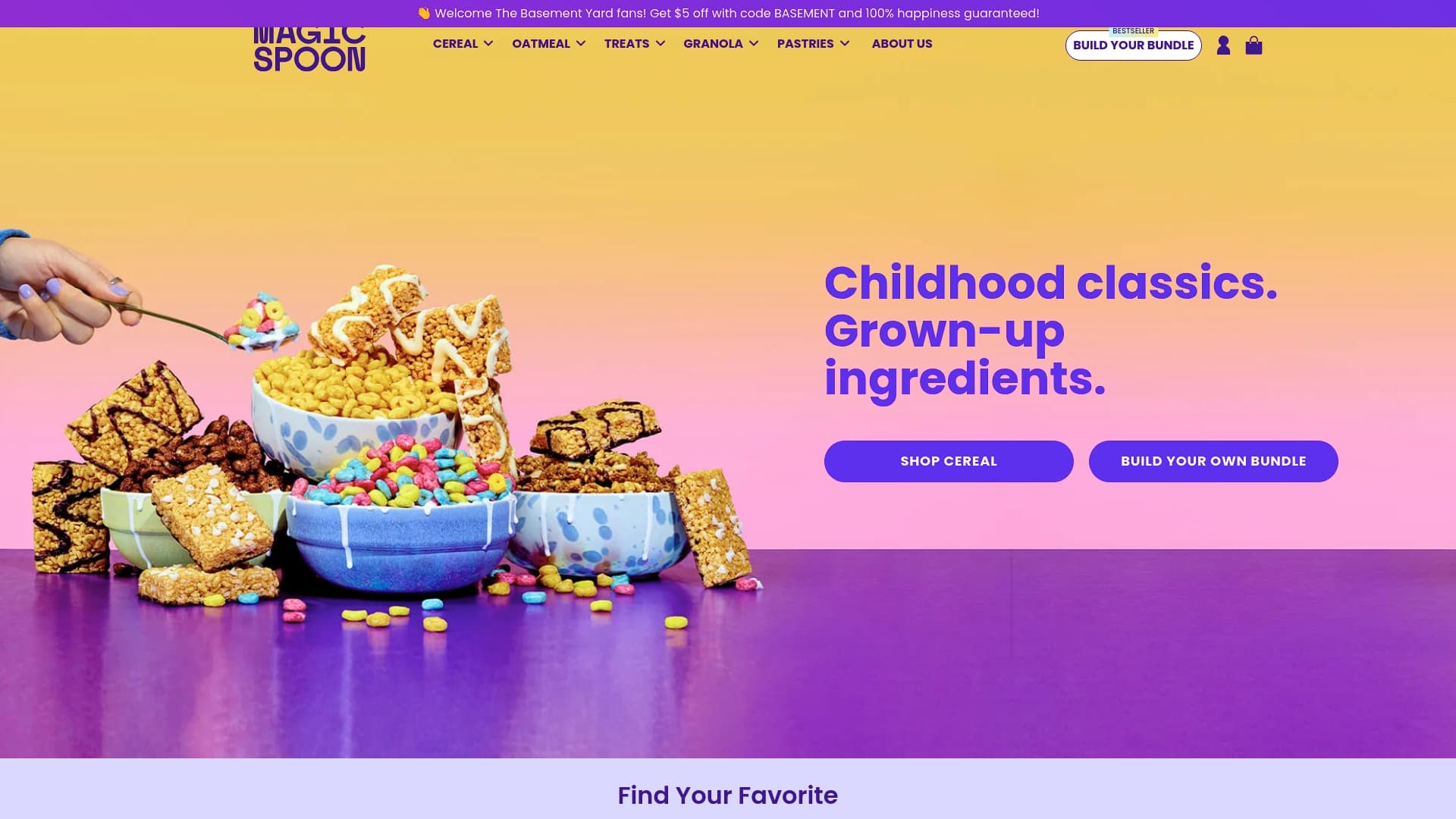 Magic Spoon sponsor landing page advertised on The Basement Yard