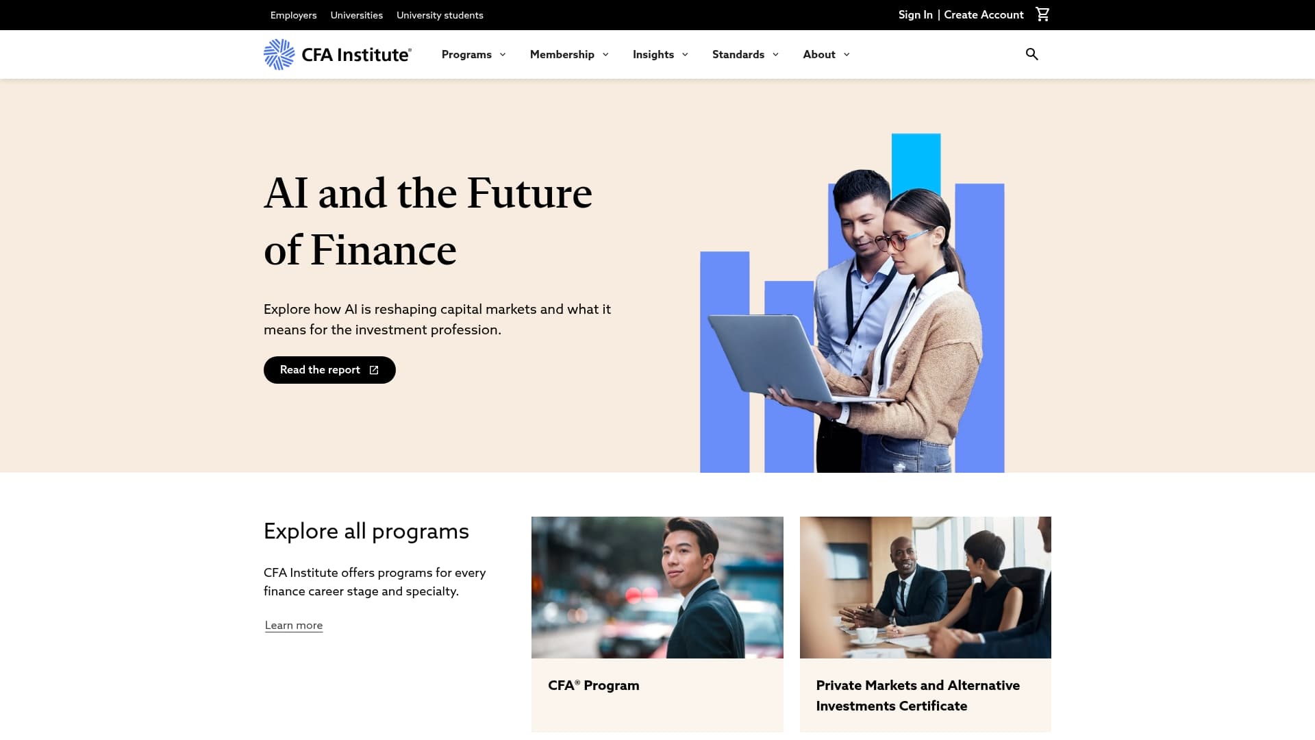 CFA Institute sponsor landing page advertised on It's A Lot with Abbie Chatfield