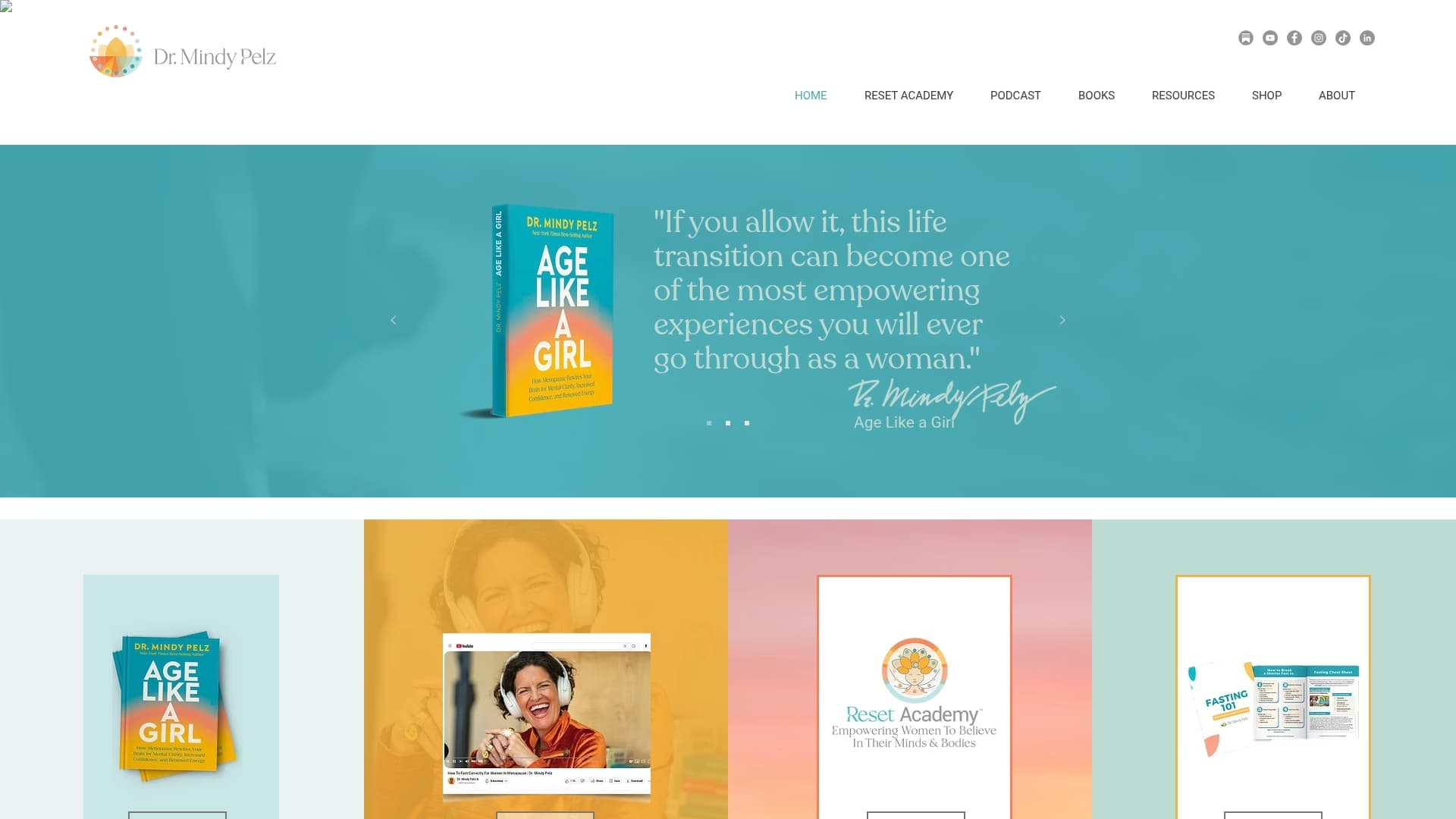 Reset Academy sponsor landing page advertised on The Resetter Podcast with Dr. Mindy Pelz