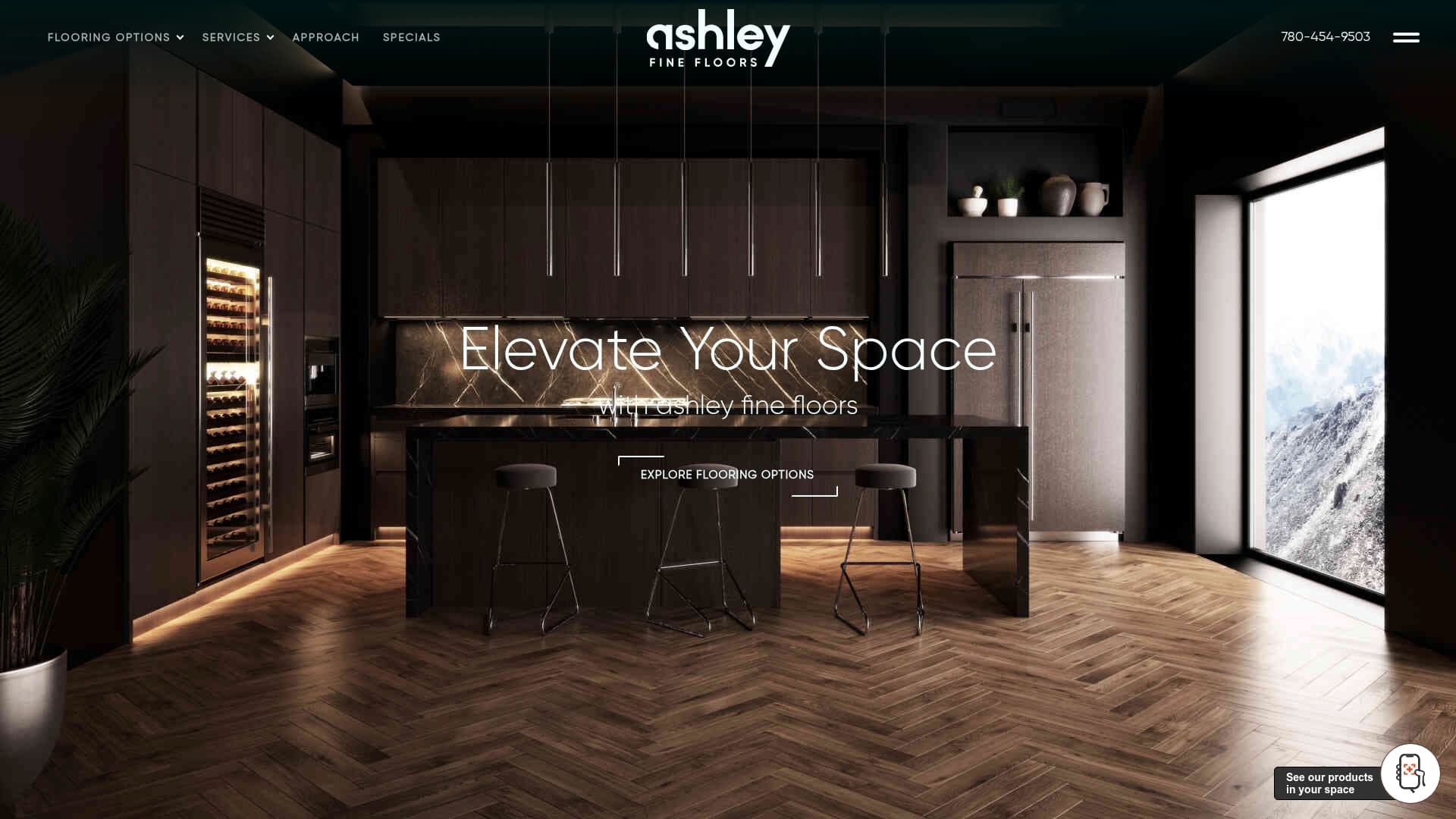 Ashley Fine Floors sponsor landing page advertised on Oilers NOW with Bob Stauffer
