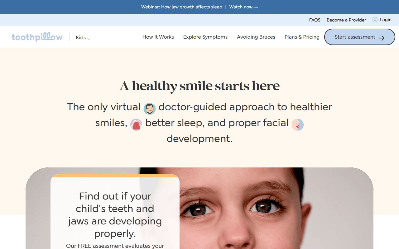 Toothpillow sponsor landing page advertised on The Spillover with Alex Clark
