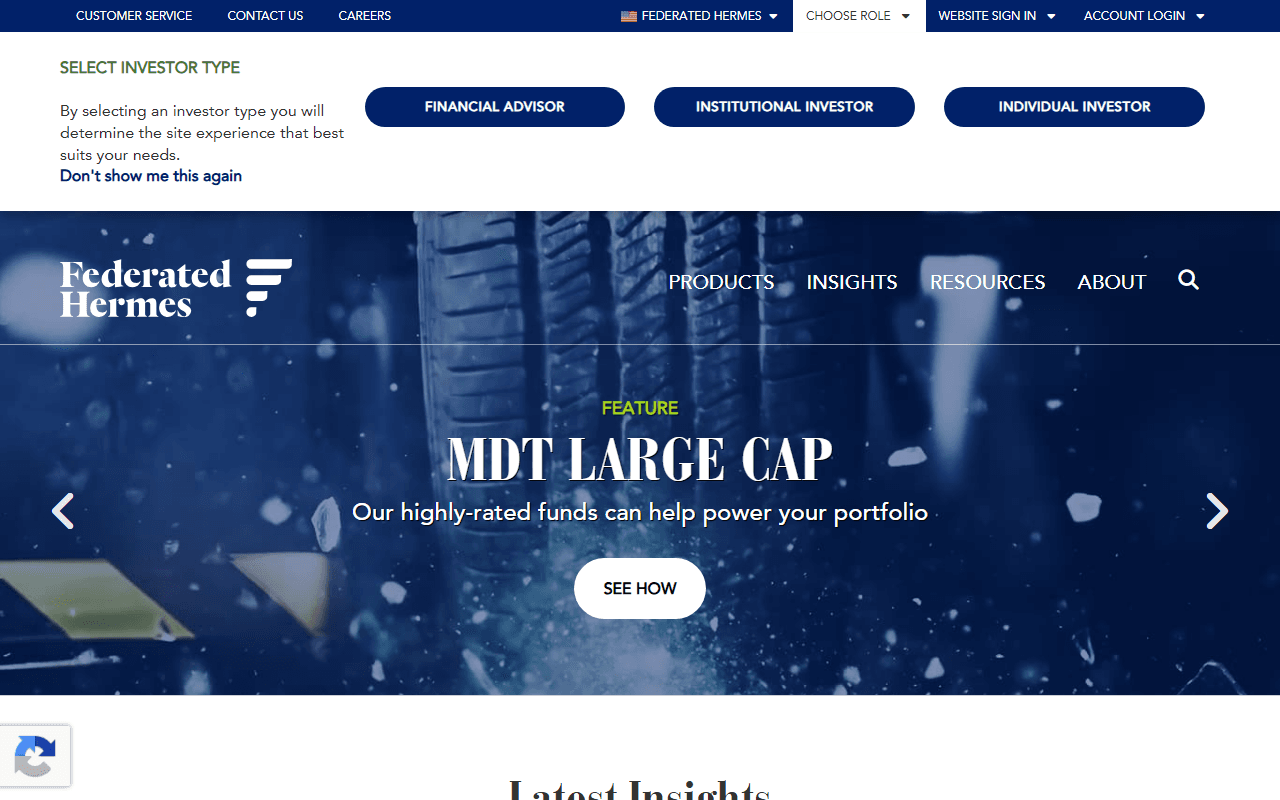Federated Hermes sponsor landing page advertised on WSJ What’s News