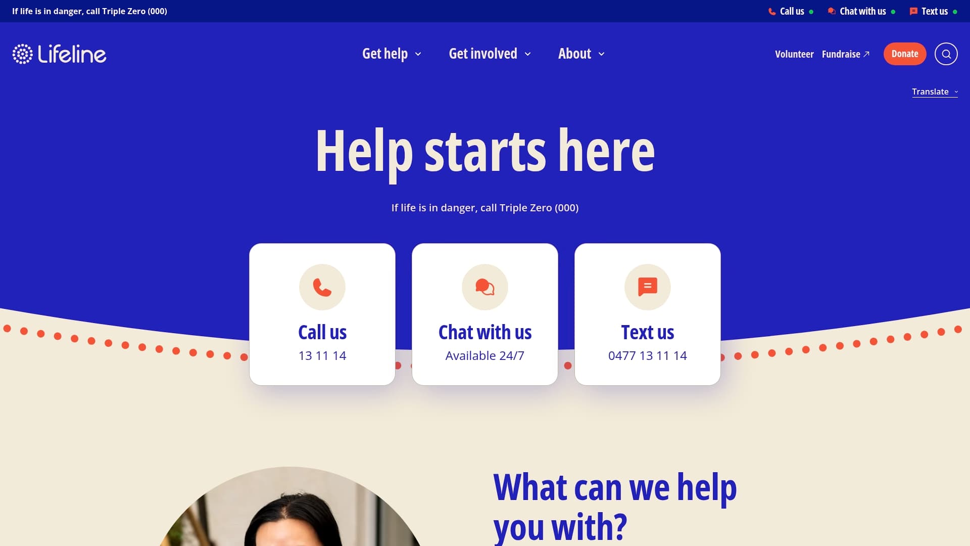 Lifeline sponsor landing page advertised on Australian True Crime