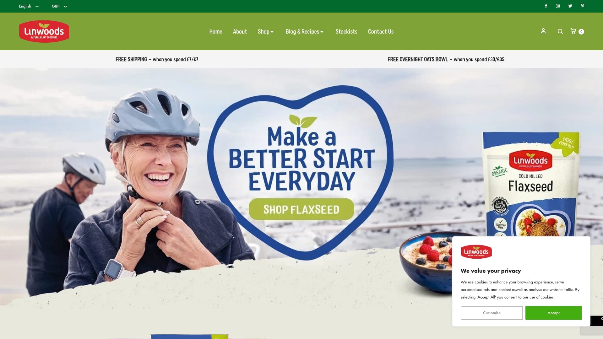 Linwoods sponsor landing page advertised on No Appointment Necessary