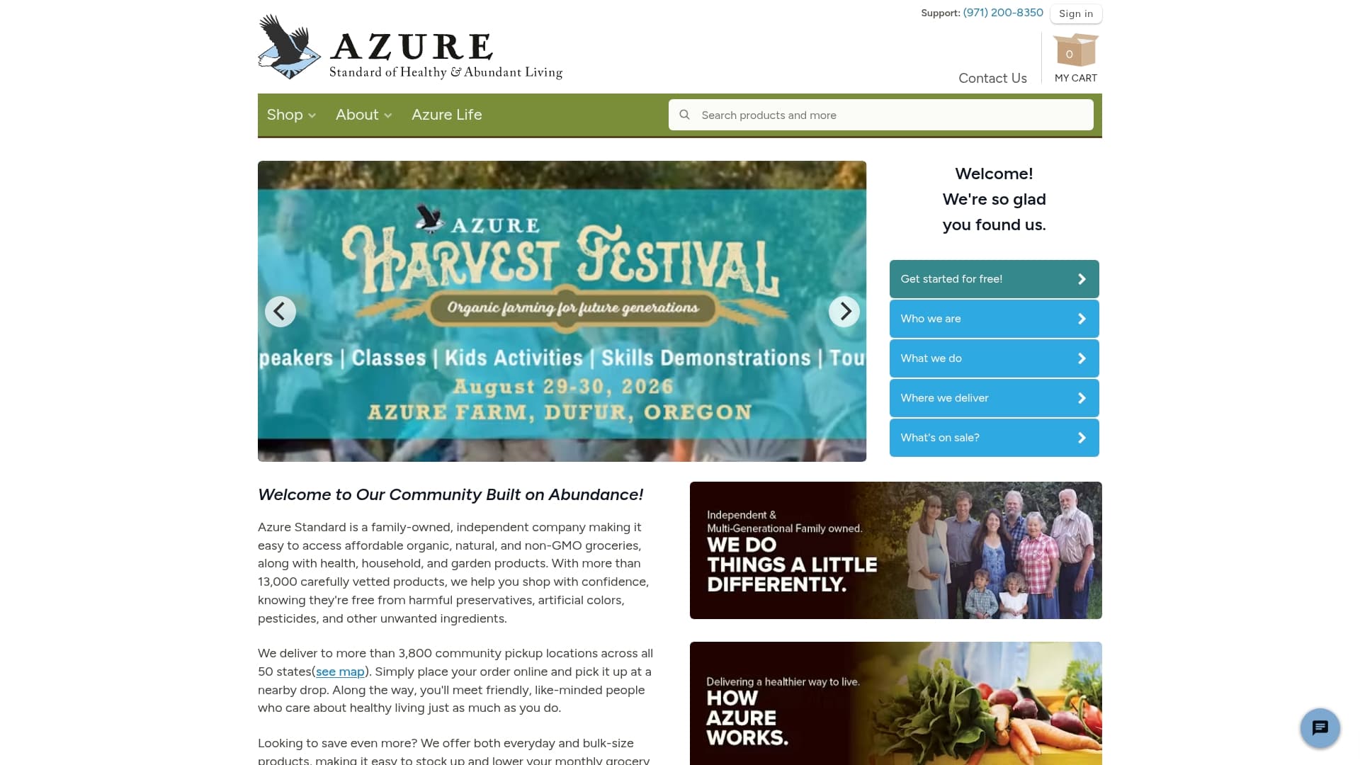 Azure Standard sponsor landing page advertised on RedHanded