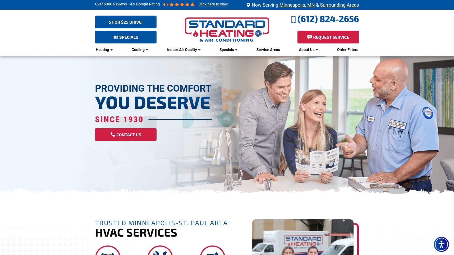 Standard Heating and Air Conditioning sponsor landing page advertised on 93X Half-Assed Morning Show