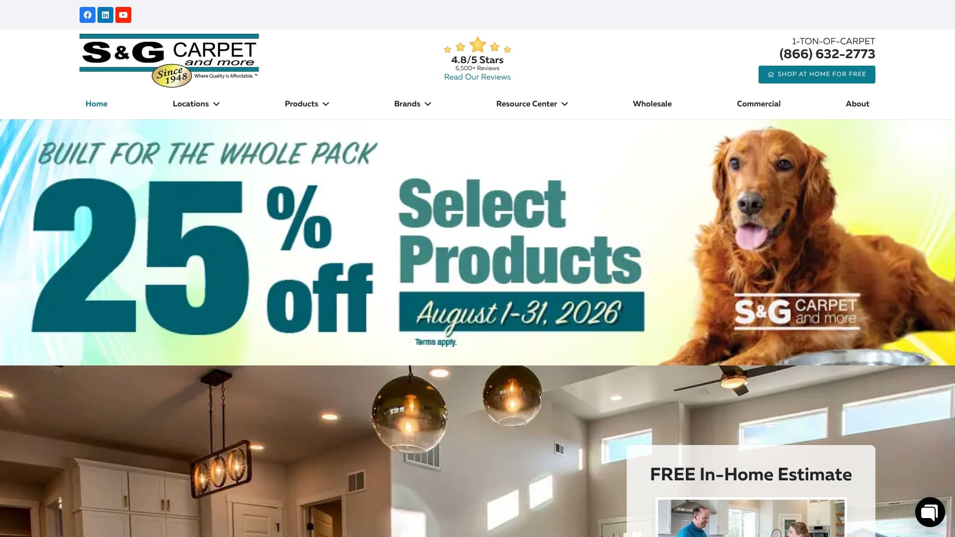 S&G Carpet & More sponsor landing page advertised on The Herd with Colin Cowherd