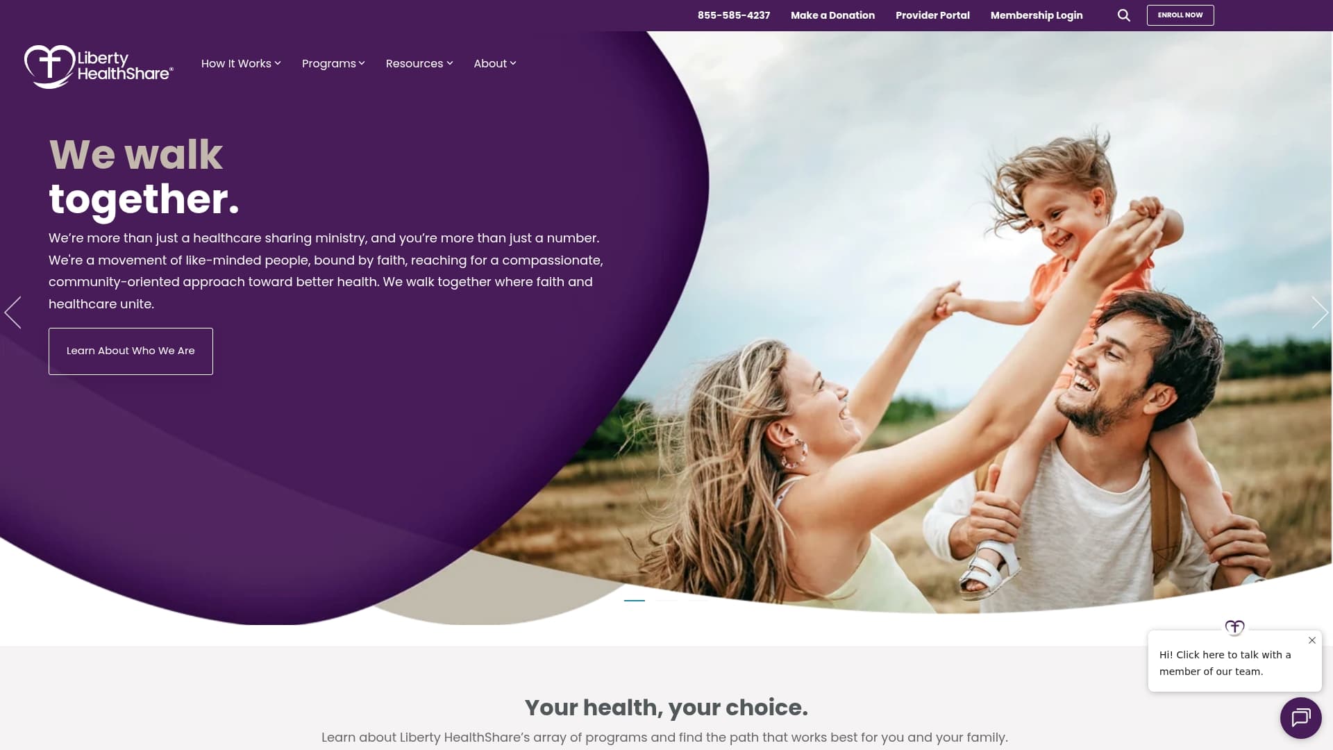Liberty HealthShare sponsor landing page advertised on Raising Boys & Girls
