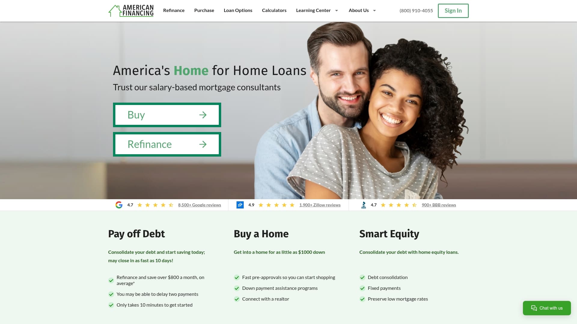 American Financing sponsor landing page advertised on The Glenn Beck Program