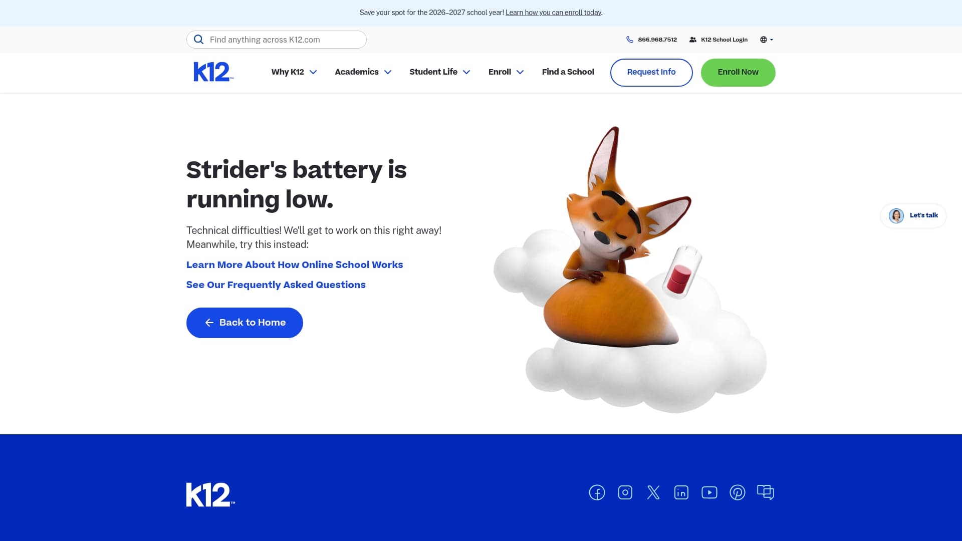 K-12 sponsor landing page advertised on THE ED MYLETT SHOW