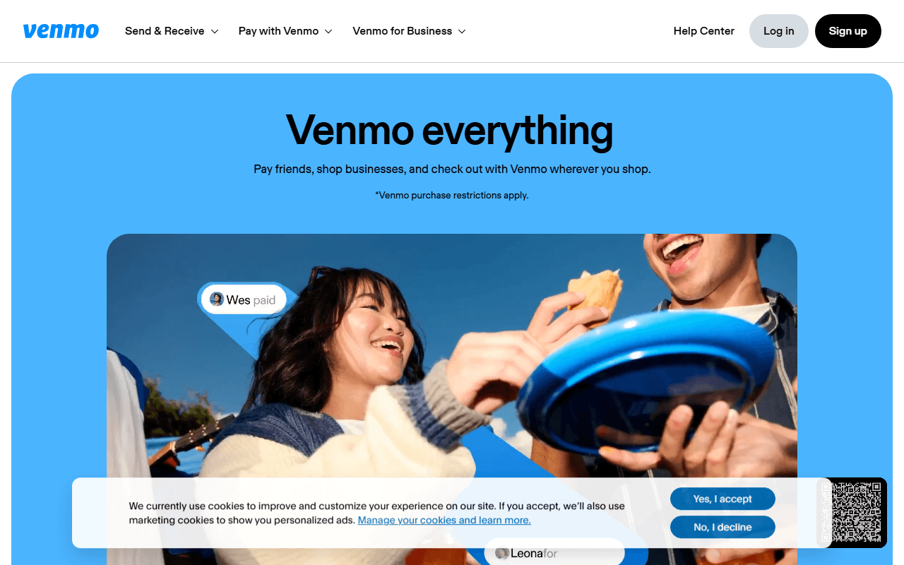 Venmo sponsor landing page advertised on We Fixed It. You're Welcome.