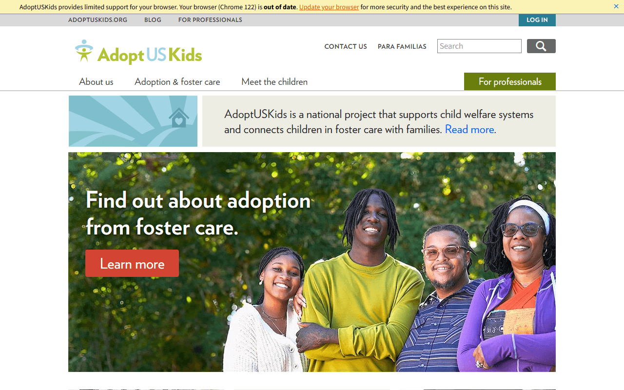 AdoptUSKids sponsor landing page advertised on The Rachel Maddow Show