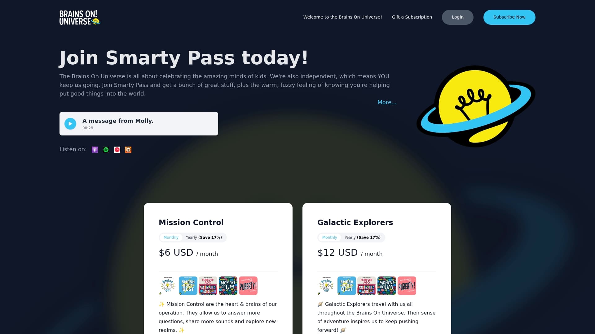 SmartyPass sponsor landing page advertised on Smash Boom Best: A funny, smart debate show for kids and family