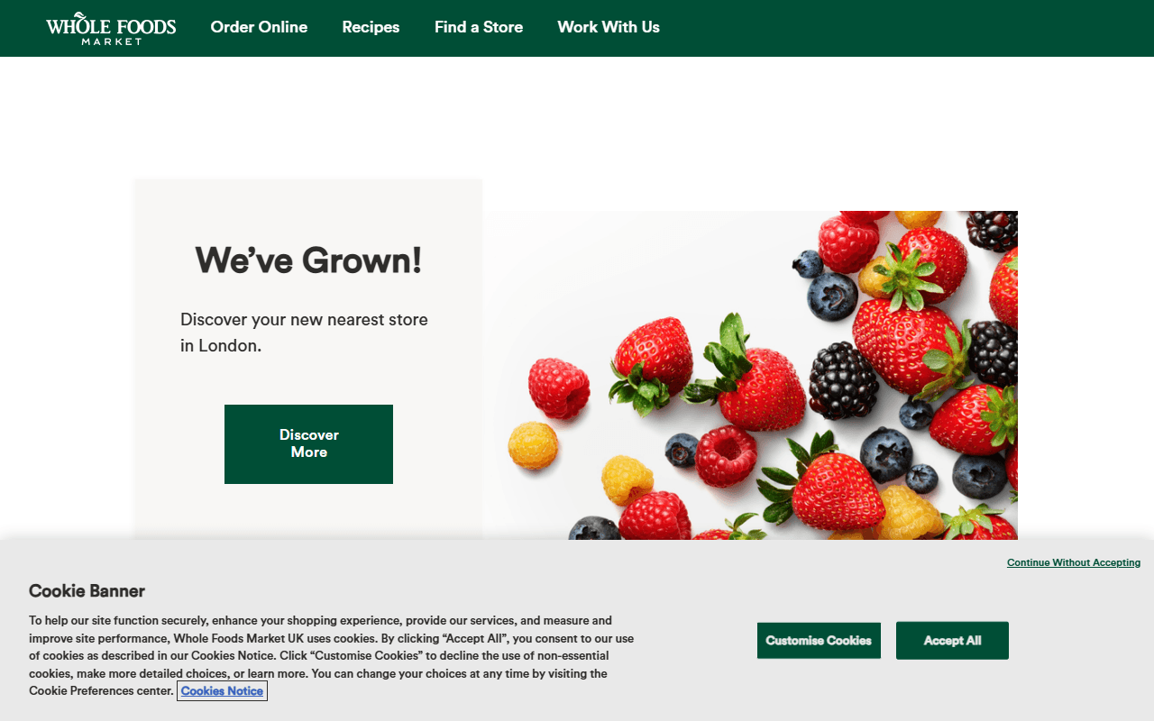 Whole Foods Market sponsor landing page advertised on Stuff You Should Know