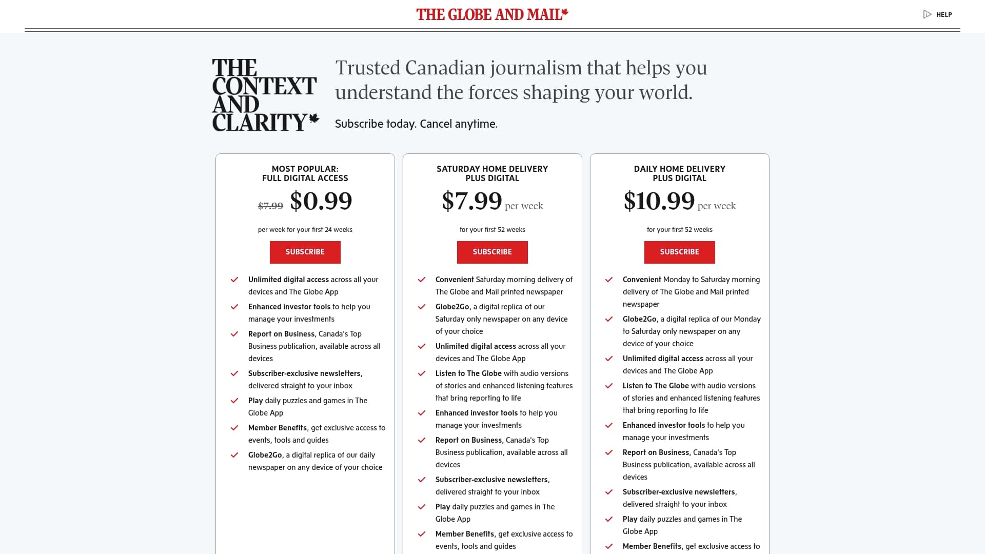 The Globe and Mail sponsor landing page advertised on The Decibel