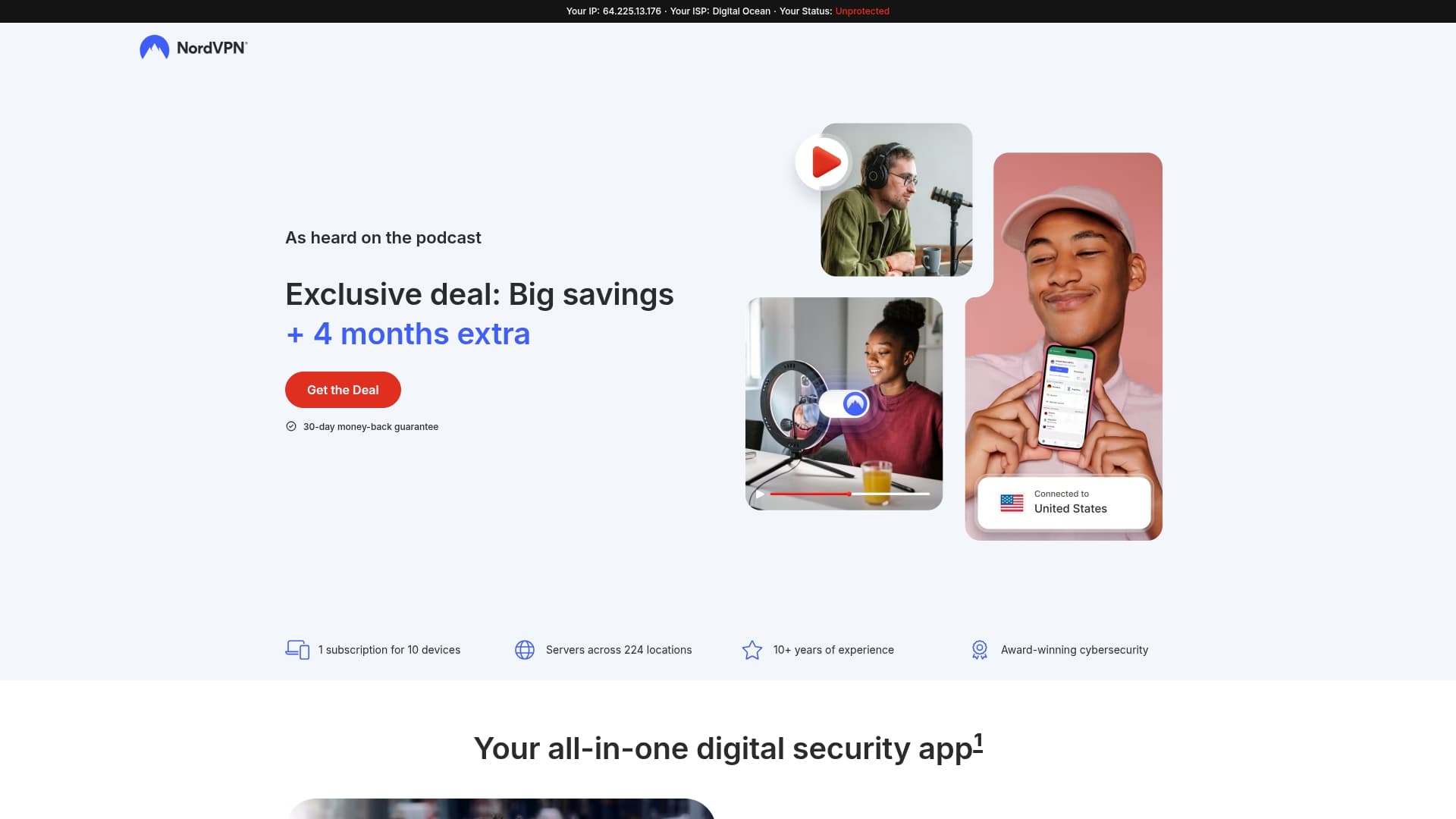 NordVPN sponsor landing page advertised on SC Playbook