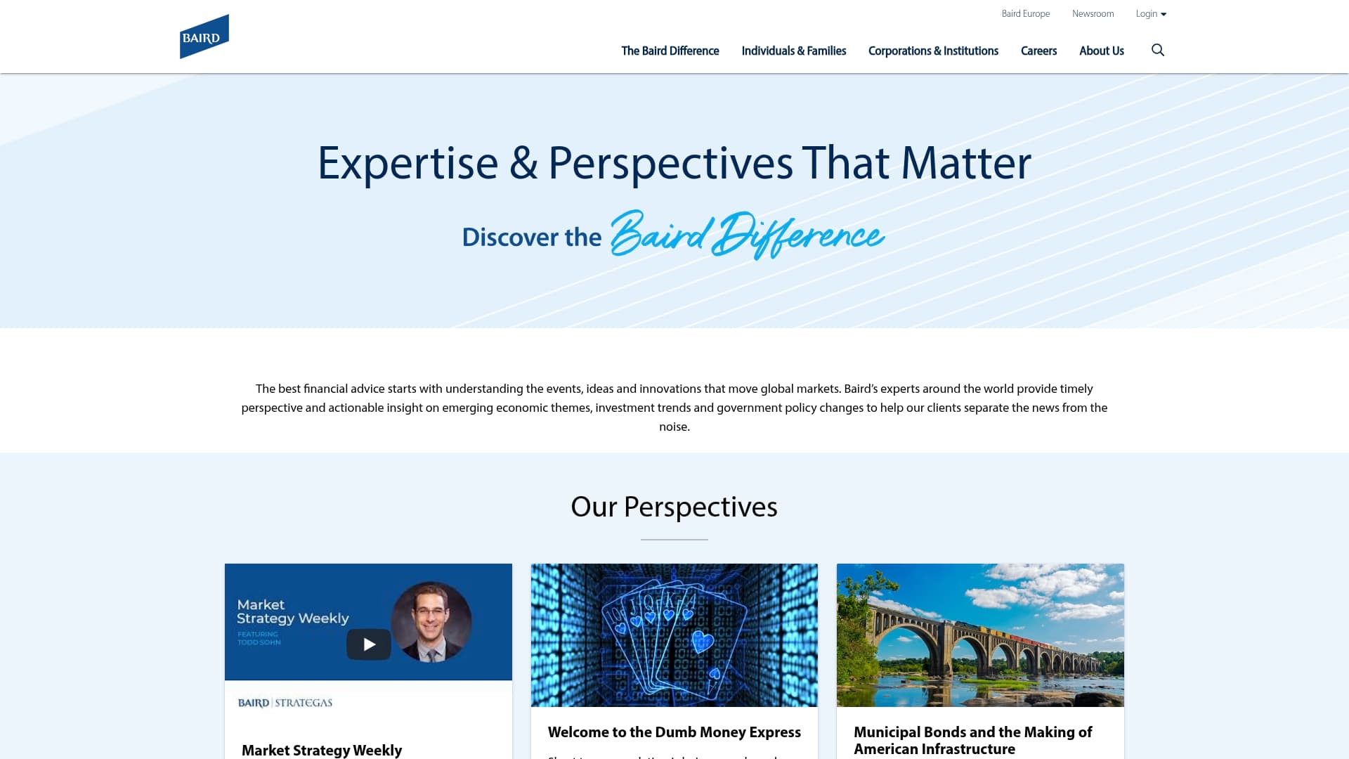 Baird sponsor landing page advertised on WSJ What’s News