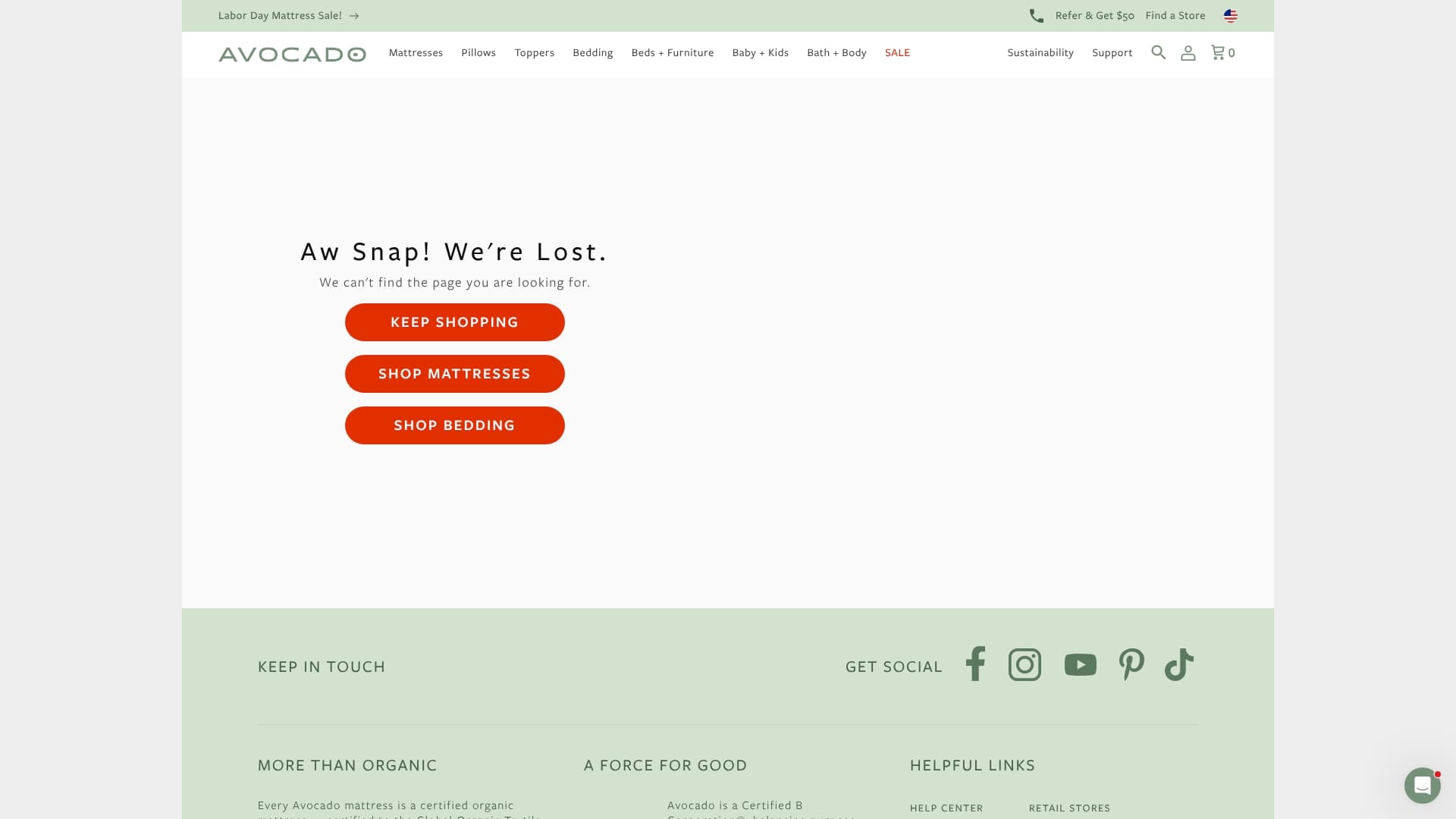 Avocado Green Mattress sponsor landing page advertised on The MeidasTouch Podcast