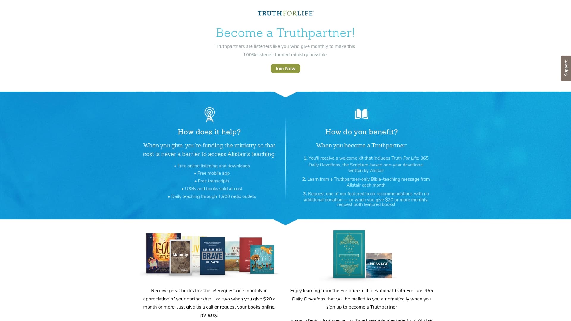 Truth For Life sponsor landing page advertised on Truth For Life Daily Program