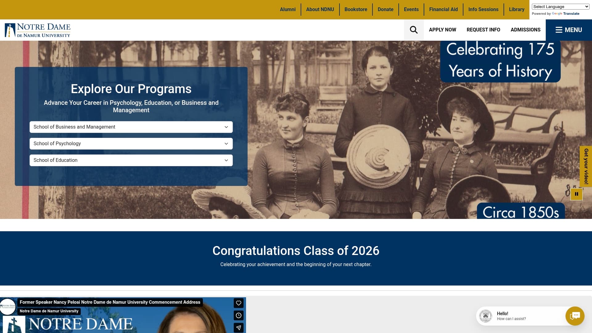 Notre Dame de Namur University sponsor landing page advertised on The Morning Edition