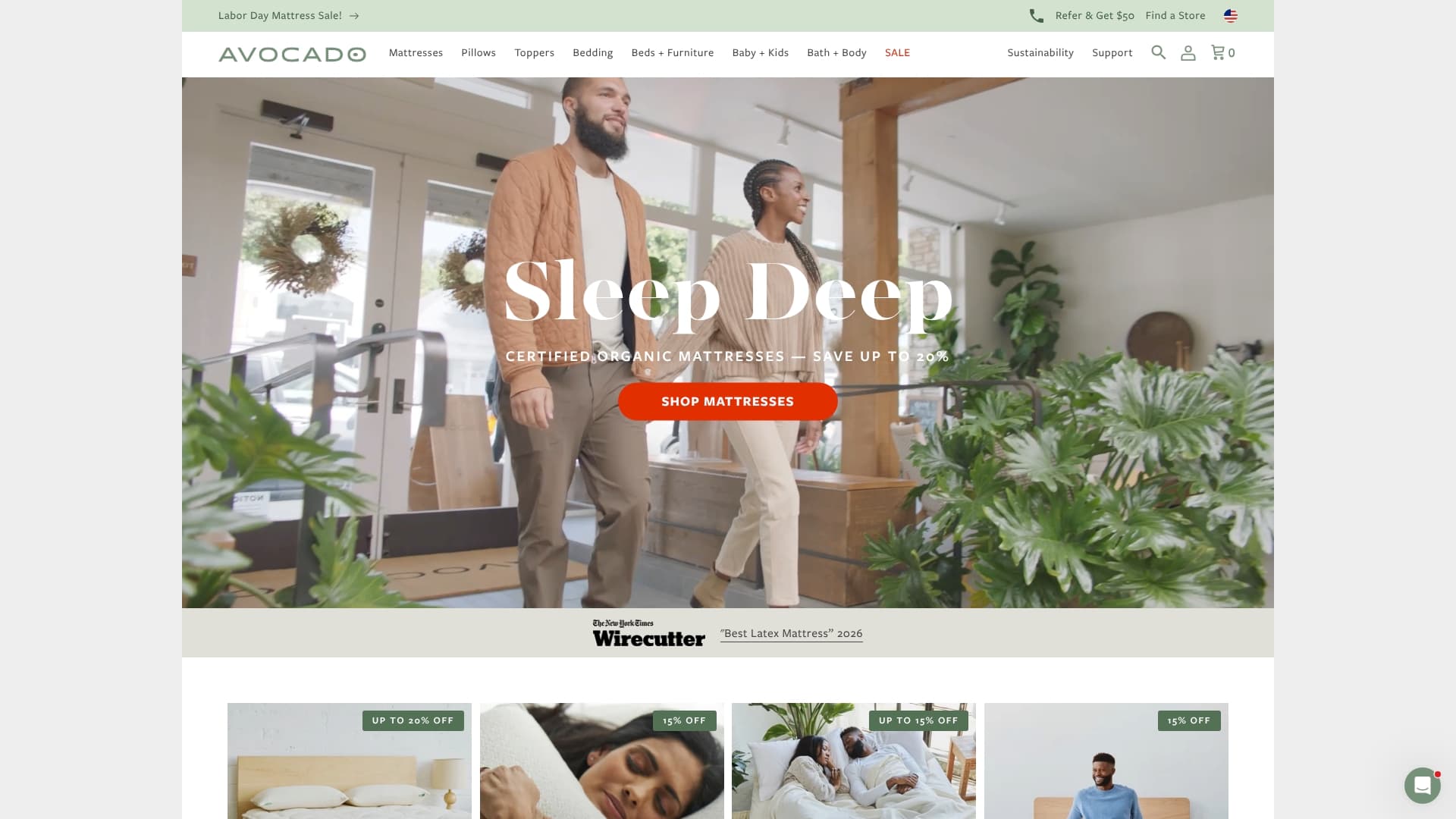 Avocado Green Mattress sponsor landing page advertised on Today, Explained