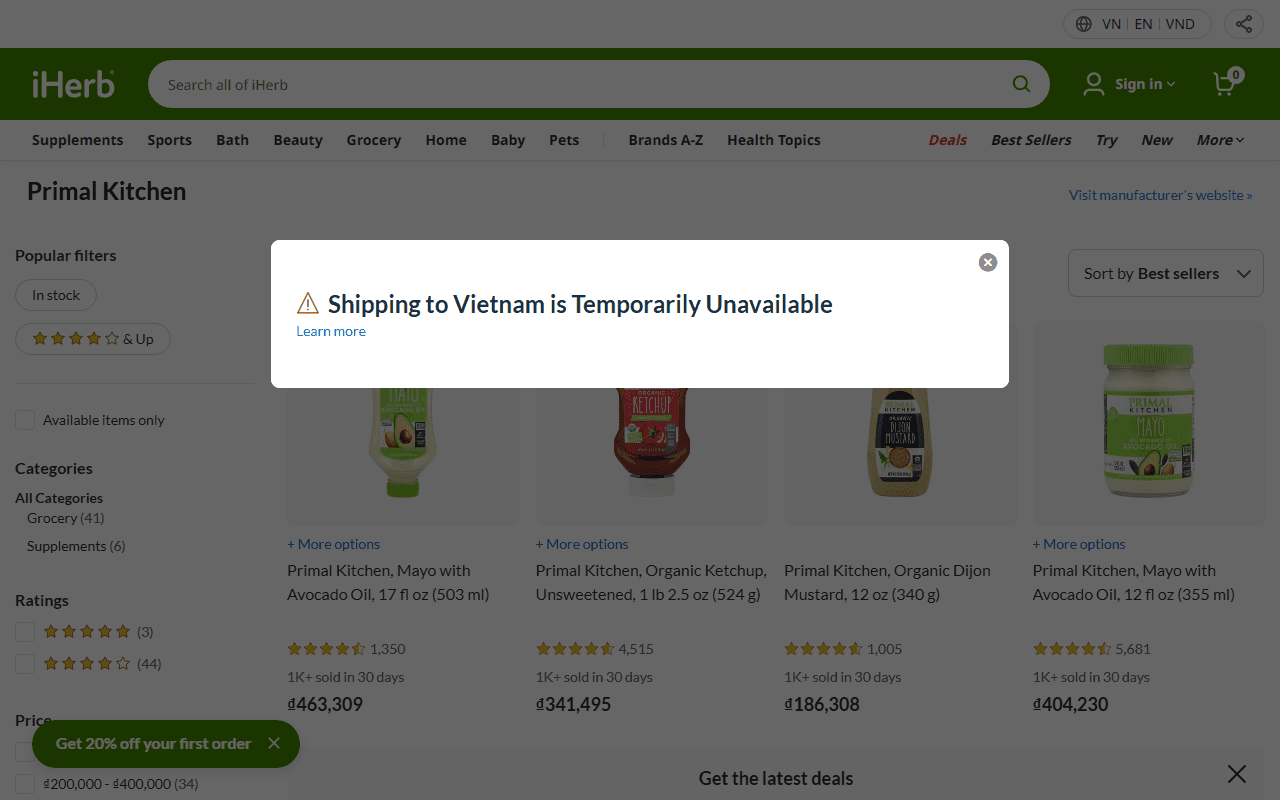 Primal Kitchen sponsor landing page advertised on The Toast