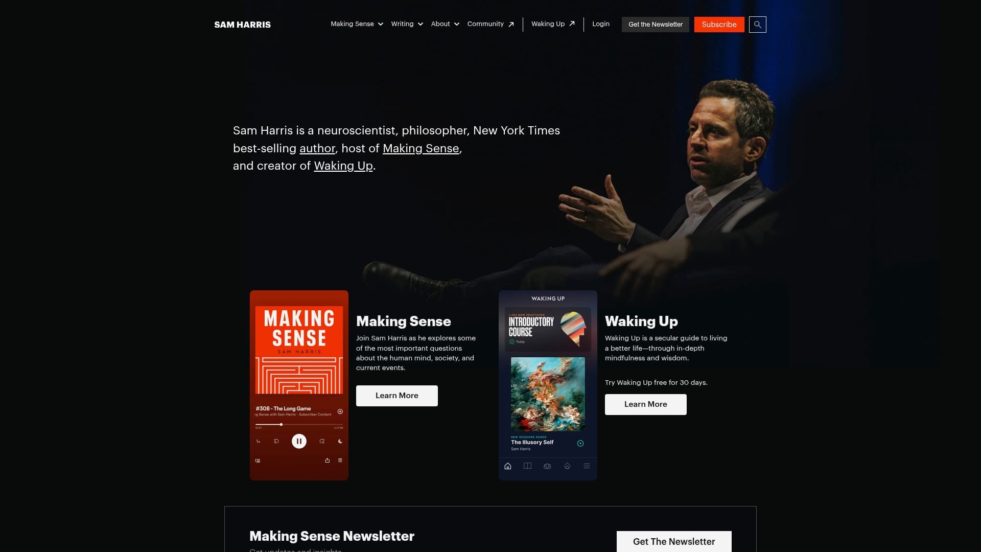 Making Sense Podcast sponsor landing page advertised on Making Sense with Sam Harris