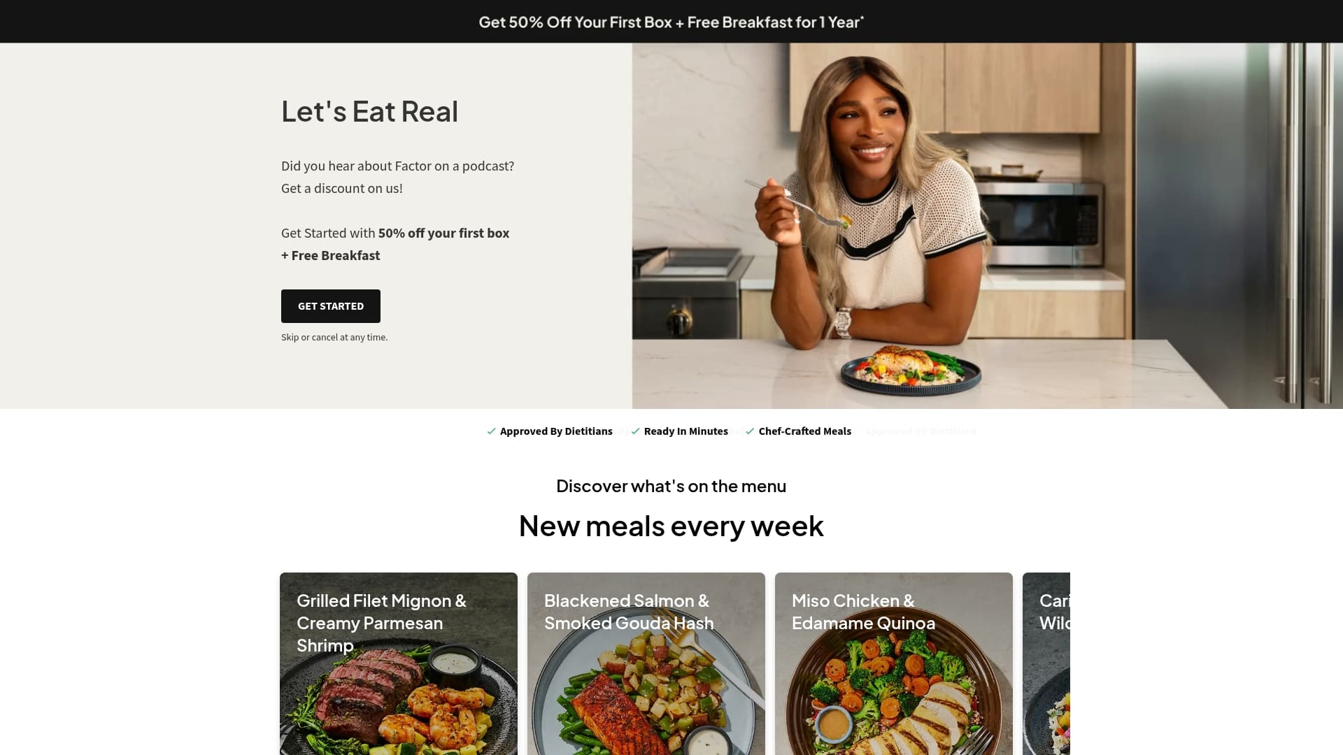 Factor sponsor landing page advertised on No Filter With Zack Peter